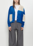 Cashmere Seamless Short Cardigan — Royal Blue / Sand