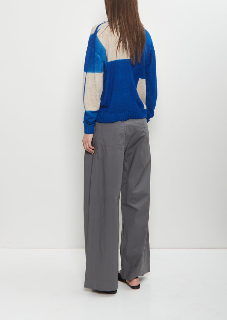 Cashmere Seamless Short Cardigan — Royal Blue / Sand