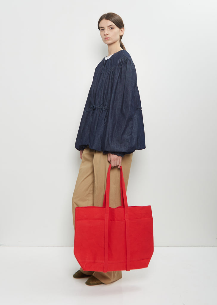 Washed Canvas 6 Pockets Tote M — Red