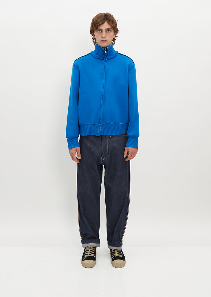 Rib Wool Blend Zip-Up Cardigan