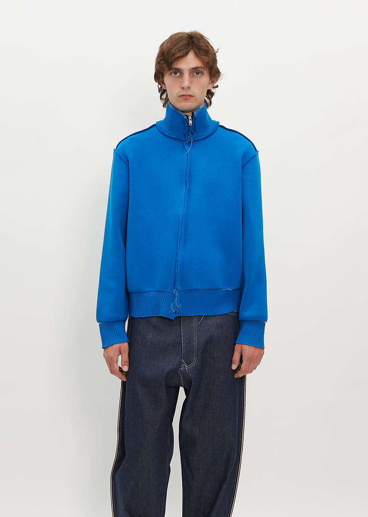 Rib Wool Blend Zip-Up Cardigan