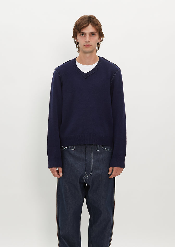 V Neck Sweater — Navy
