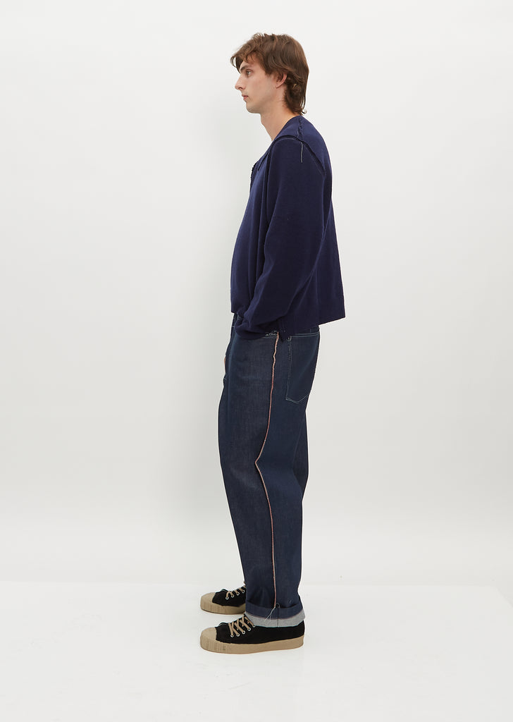 V Neck Sweater — Navy
