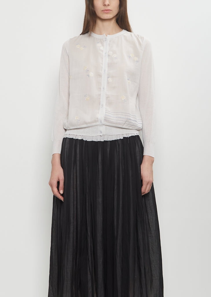 Stretch Cotton Cardigan — Low White
