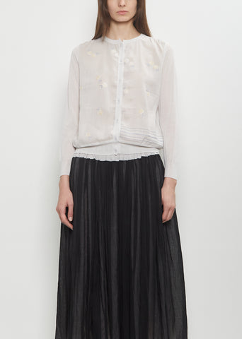 Stretch Cotton Cardigan — Low White