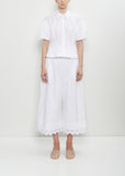 Cotton Ruffle Waist Cropped Trousers