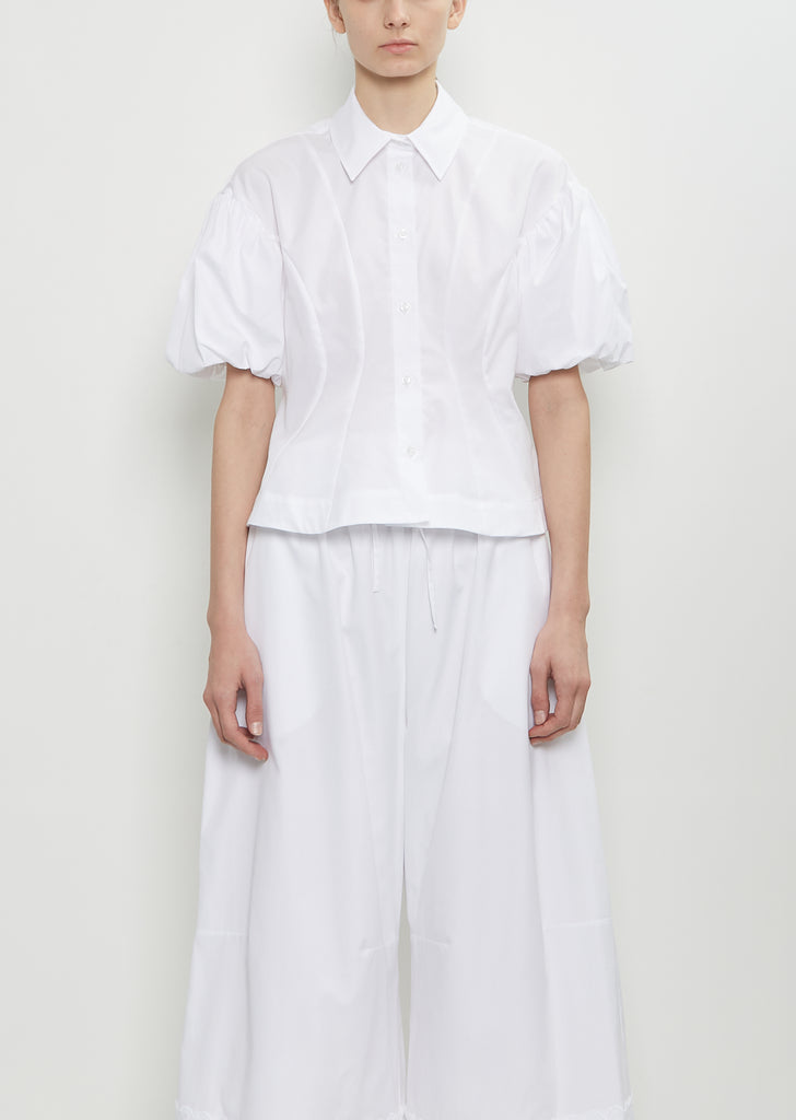 Cotton Puff Sleeve Shirt — White