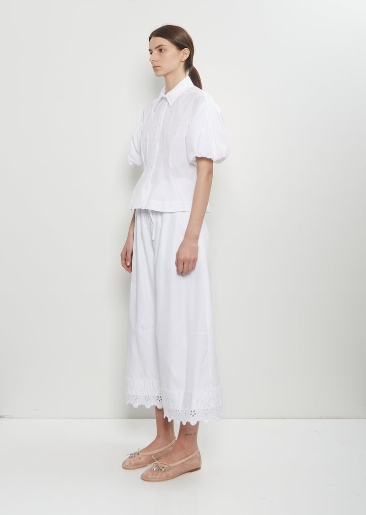 Cotton Puff Sleeve Shirt — White