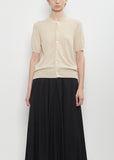 Cashmere Short Sleeve Cardigan — Beige