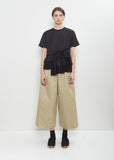 Satin Jersey Ruffle T-Shirt — Black