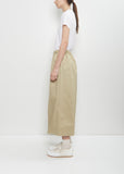 Cotton Twill Wide Leg Trousers — Beige