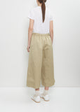 Cotton Twill Wide Leg Trousers — Beige