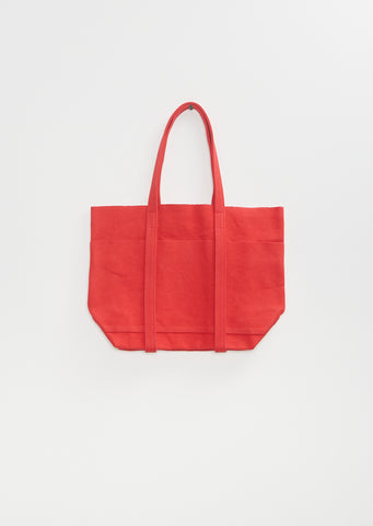 Washed Canvas 6 Pockets Tote S — Red