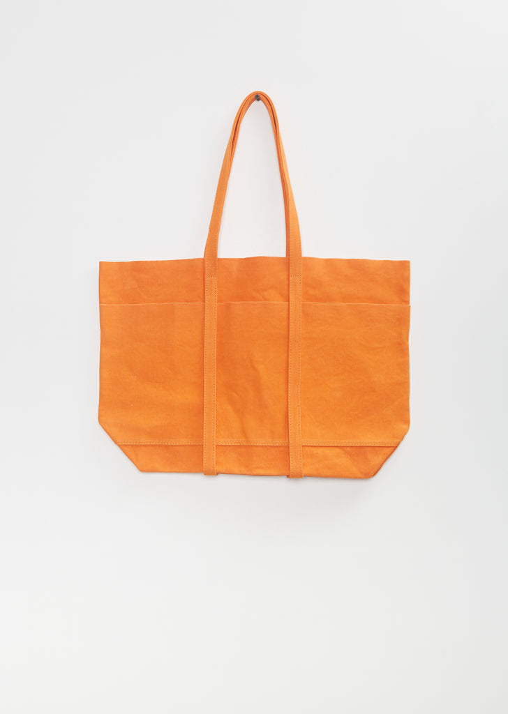 Washed Canvas 6 Pockets Tote M — Orange