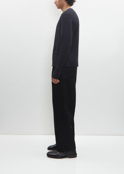 Flat Cord Yarn Wide Rib Crew Cardigan – La Garçonne