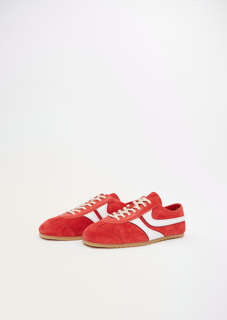 Suede Leather Trainer — Red