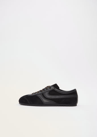 Suede Leather Trainer — Black