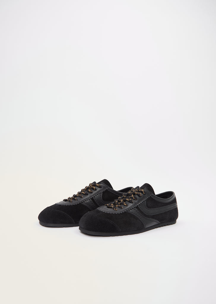 Suede Leather Trainer — Black