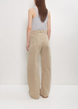 Denim High Waisted Curved Pants — Natural Beige