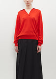 Super Fine Cashmere Silk Knit Skipper Polo - Red