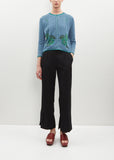 Flower Motif Knit Cardigan - Blue