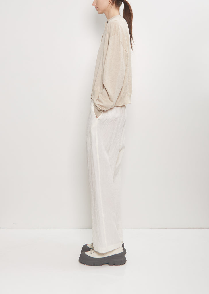 Wool Mito Cropped Cardigan — Oatmeal Melange