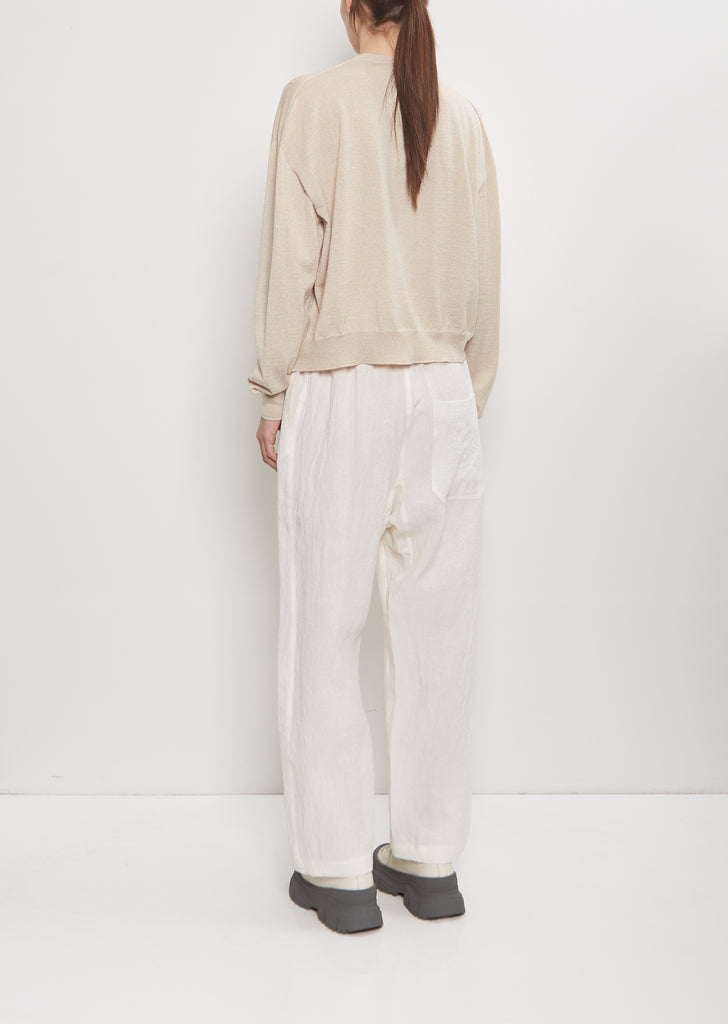Wool Mito Cropped Cardigan — Oatmeal Melange