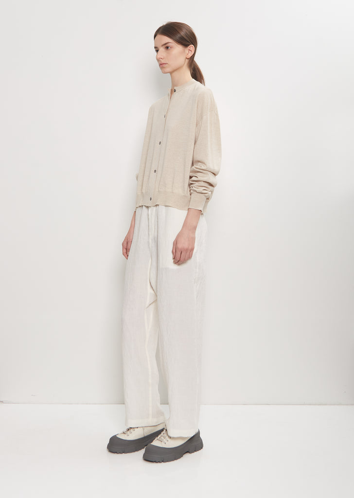 Wool Mito Cropped Cardigan — Oatmeal Melange