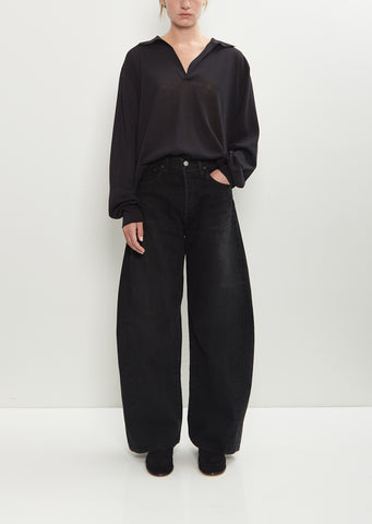 Deformation Wide Denim Jeans — Black