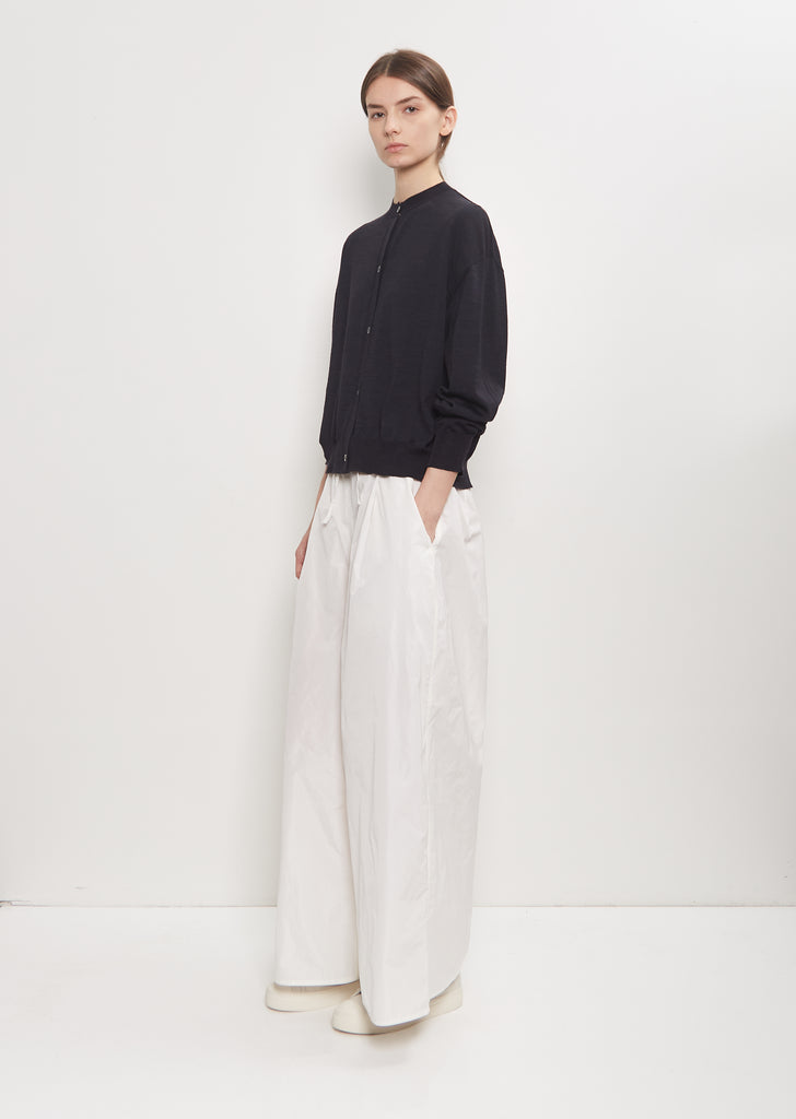 Wool Mito Cropped Cardigan — Dark Navy Melange
