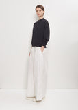 Wool Mito Cropped Cardigan — Dark Navy Melange