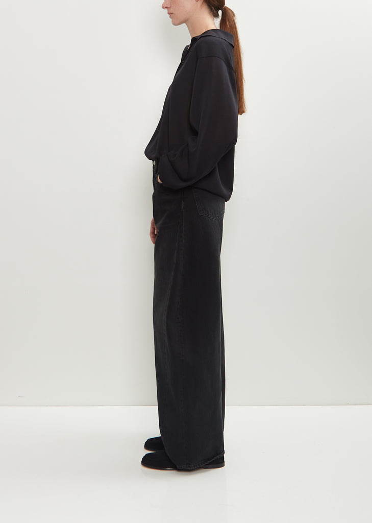 Deformation Wide Denim Jeans — Black