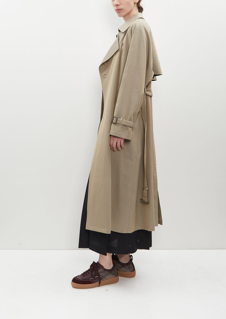 Washed Finx Silk Chambray Trench Coat