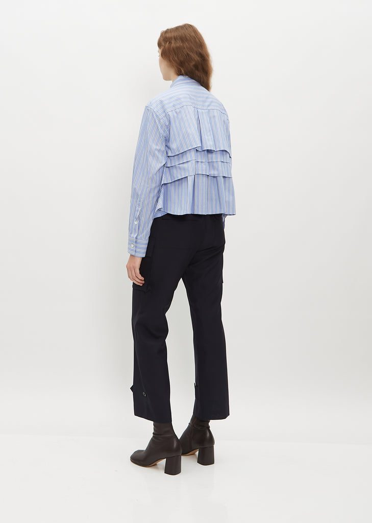 Ruffled Cotton Poplin Shirt - Stripe