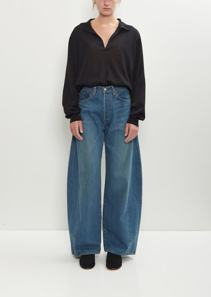 Deformation Wide Denim Jeans — Indigo