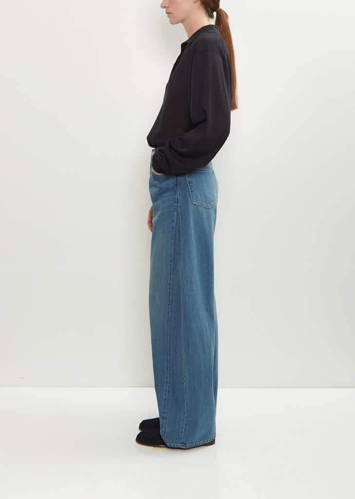 Deformation Wide Denim Jeans — Indigo