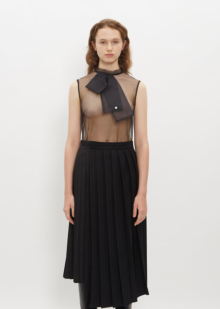Cotton Poplin Asymmetric Stripe Skirt