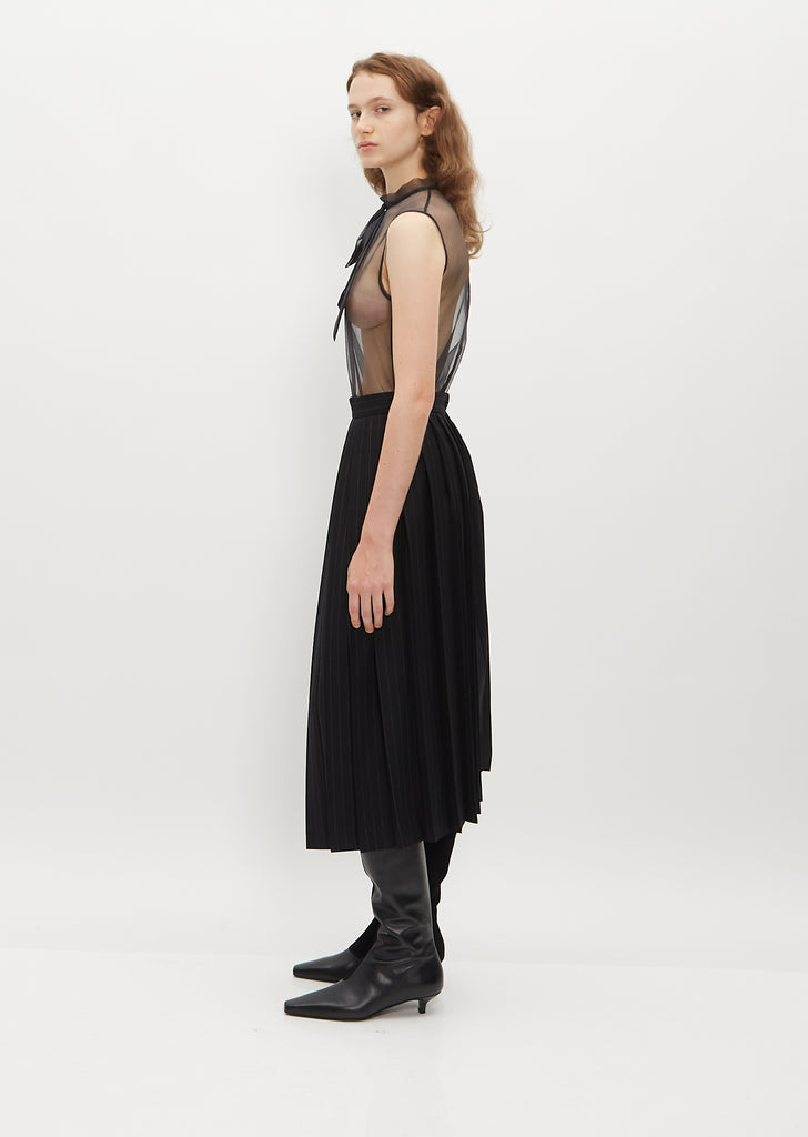 Cotton Poplin Asymmetric Stripe Skirt
