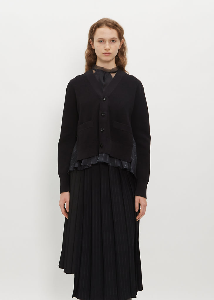 Cropped Wool Knit Cardigan