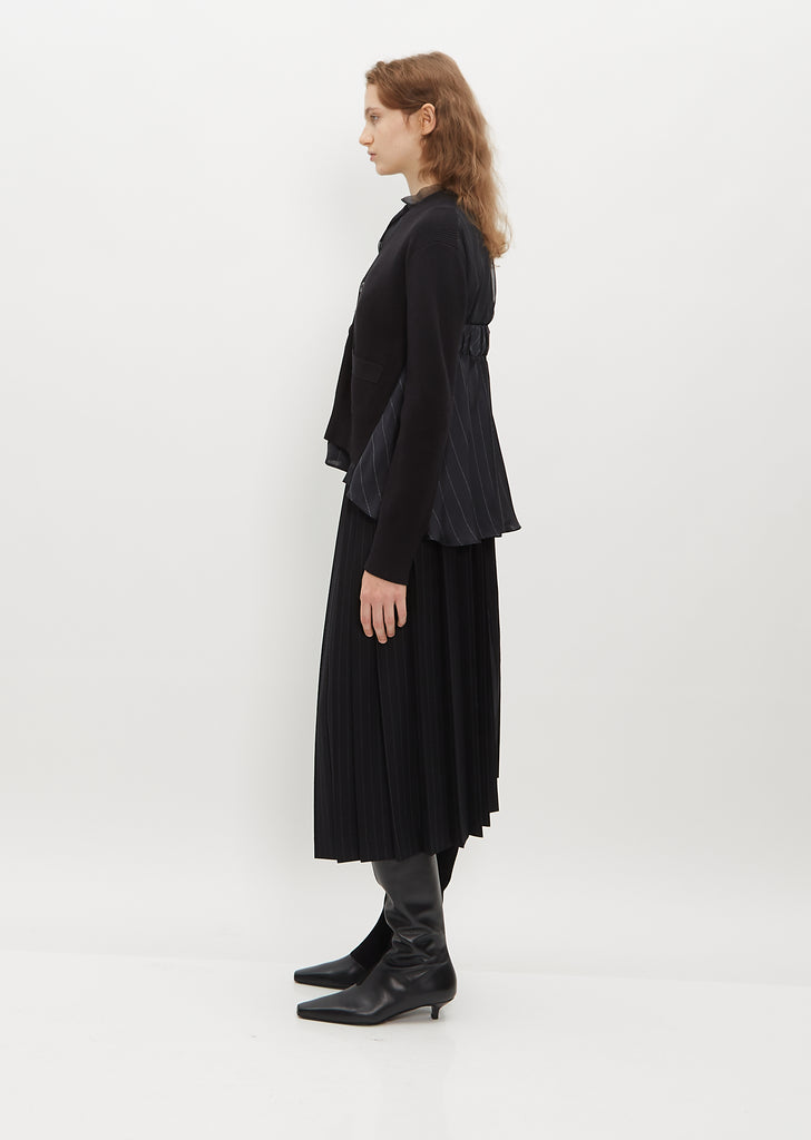 Cropped Wool Knit Cardigan