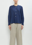Linen Button Through Collarless Shirt