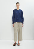 Linen Button Through Collarless Shirt