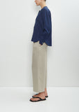 Linen Button Through Collarless Shirt