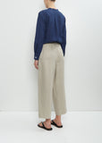 Linen Pleated Front Cropped Trouser