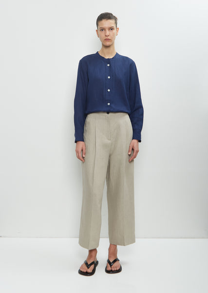 Linen Pleated Front Cropped Trouser – La Garçonne
