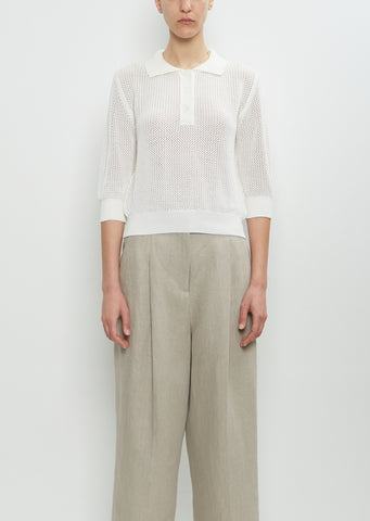 Cotton Cashmere Pointelle Polo Shirt