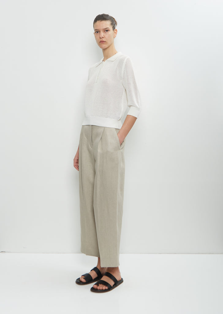 Cotton Cashmere Pointelle Polo Shirt