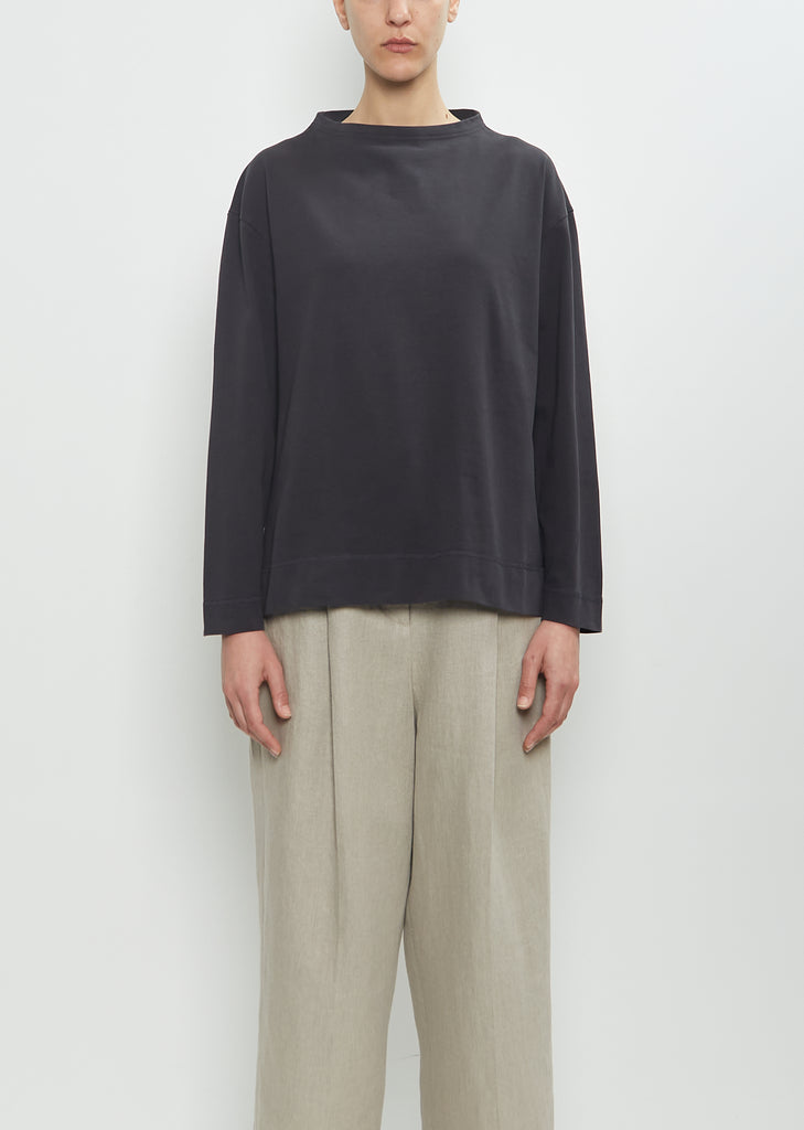 Organic Cotton Smock Neck T-Shirt — Off Black