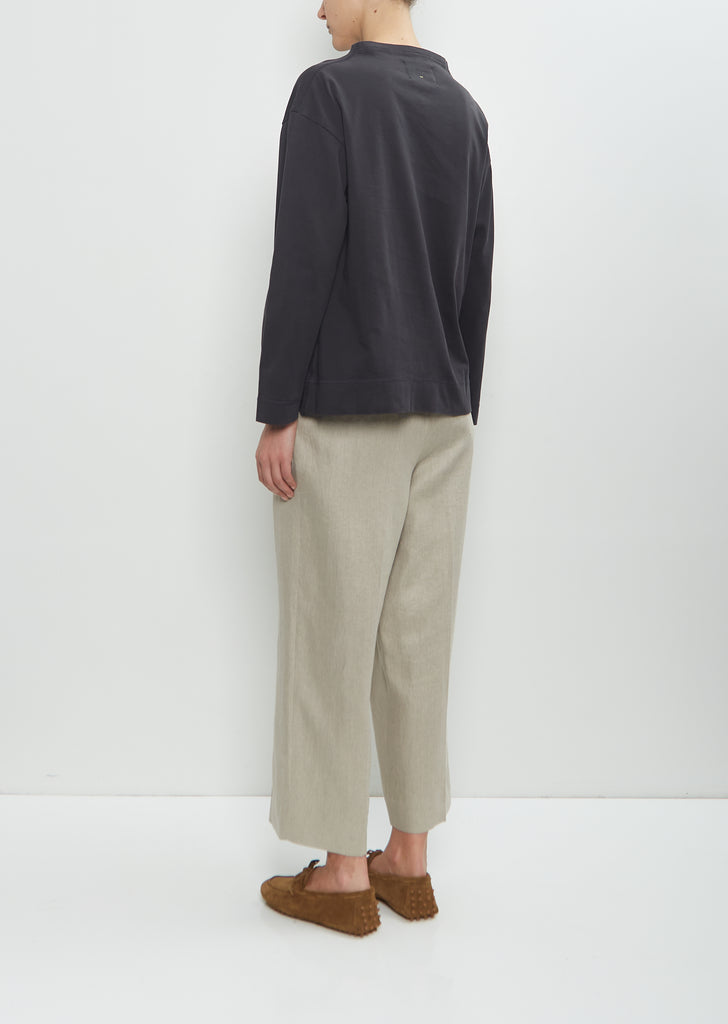 Organic Cotton Smock Neck T-Shirt — Off Black