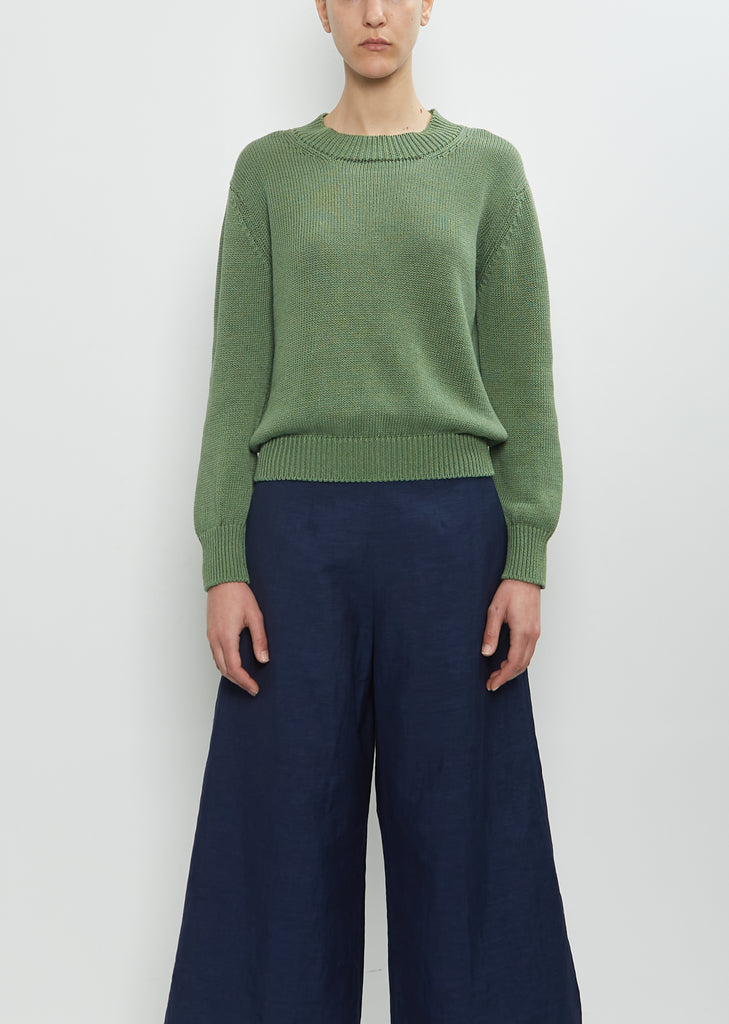 Linen Cotton Chunky Crew Neck Jumper